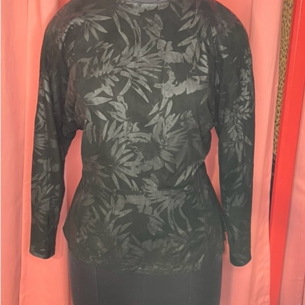 Black leather Leaf Patterned Top